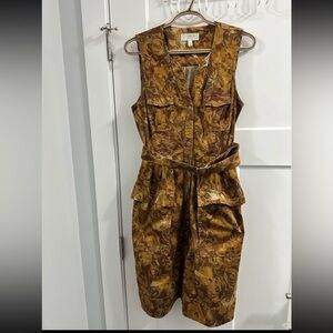 Anthropologie Moulinette Soeurs  Brassica Safari Belted Floral Dress Cotton Sz 4